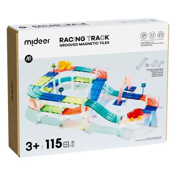 Grooved Magnetic Tiles - Racing Track